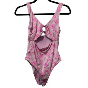 ASOS Women Sz 4 Swimsuit Pink Butterfly Y2K Ring Cutout Cruise Resort Beach